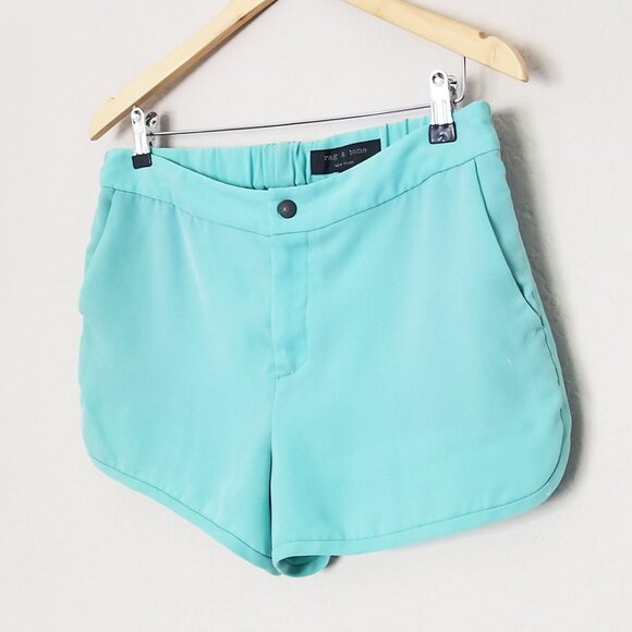 Rag & Bone Jess Short in Aqua Sky Blue Size 8 $255 USA Designer Flowy Curved Hem - Picture 6 of 16